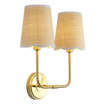 Lila Traditional Coastal Scalloped Fabric Shade/Metal LED Vanity Light